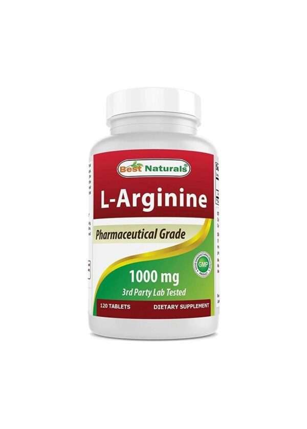 Best Naturals L-Arginine 1000 mg 120 Tablets – Pharmaceutical Grade L Arginine Supplement Promotes Nitric Oxide Synthesis