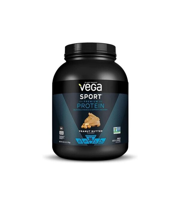 Vega Sport Premium Protein Powder, Peanut Butter, Vegan, 30g Plant Based Protein, 5g BCAAs, Low Carb, Keto, Dairy Free, Gluten Free, Non GMO, Pea Protein for Women and Men, 4.41 Pounds (45 Servings)