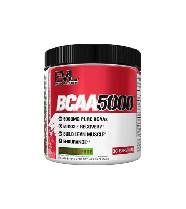 Evlution Nutrition BCAA5000 Powder 5 Grams of Branched Chain Amino Acids (BCAAs) Essential for Performance, Recovery, Endurance, Muscle Building, Keto Friendly, No Sugar (30 Servings, Cherry Limeade)