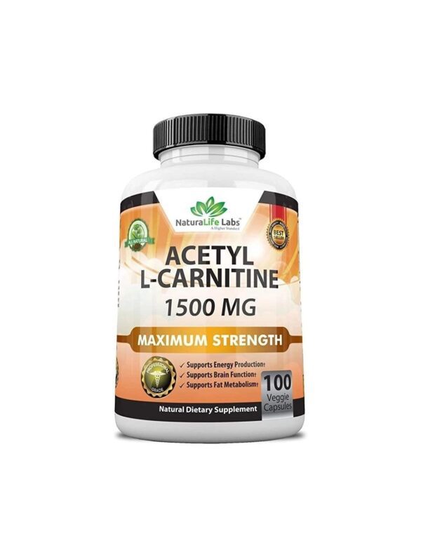 Acetyl L-Carnitine 1,500 mg High Potency Supports Natural Energy Production, Supports Memory/Focus – 100 Veggie Capsules