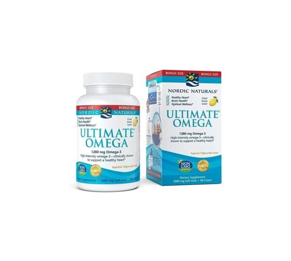 Nordic Naturals Ultimate Omega, Lemon Flavor – 1280 mg Omega-3-90 Soft Gels – High-Potency Omega-3 Fish Oil Supplement with EPA & DHA – Promotes Brain & Heart Health – Non-GMO – 45 Servings