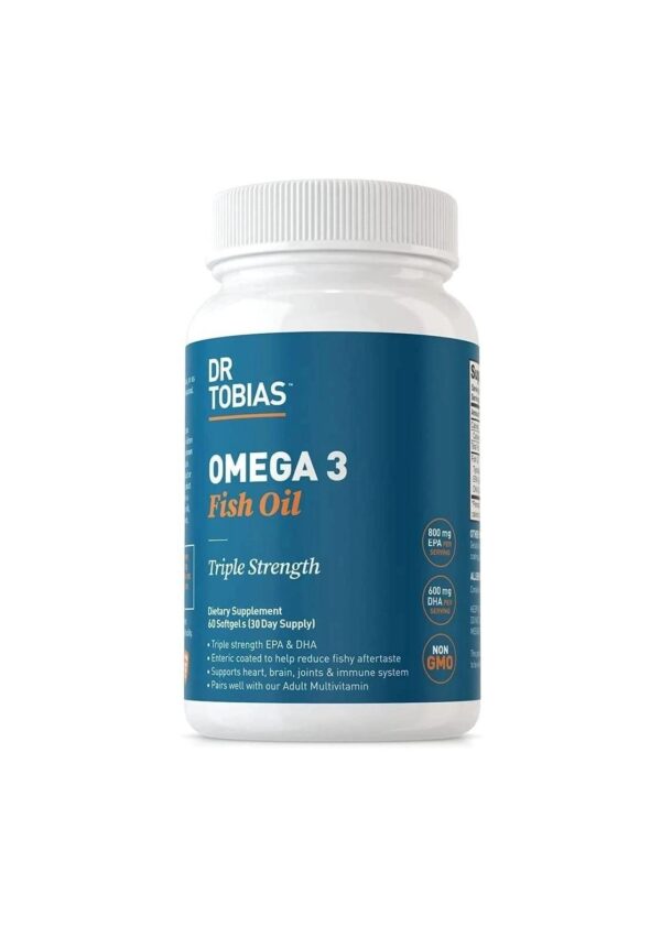 Dr. Tobias Omega 3 Fish Oil ? Triple Strength Dietary Nutritional Supplement ? Helps Support Brain & Heart Health, Includes EPA & DHA ? 2000 mg per Serving, 60 Soft Gel Capsules