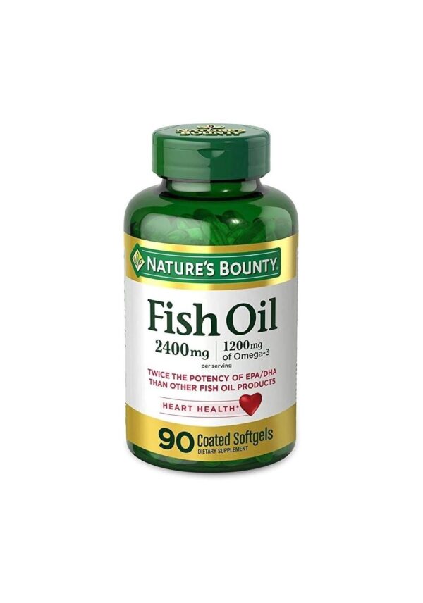 Fish Oil by Nature’s Bounty, Dietary Supplement, Omega 3, Supports Heart Health, 2400 Mg, 90 Coated Softgels