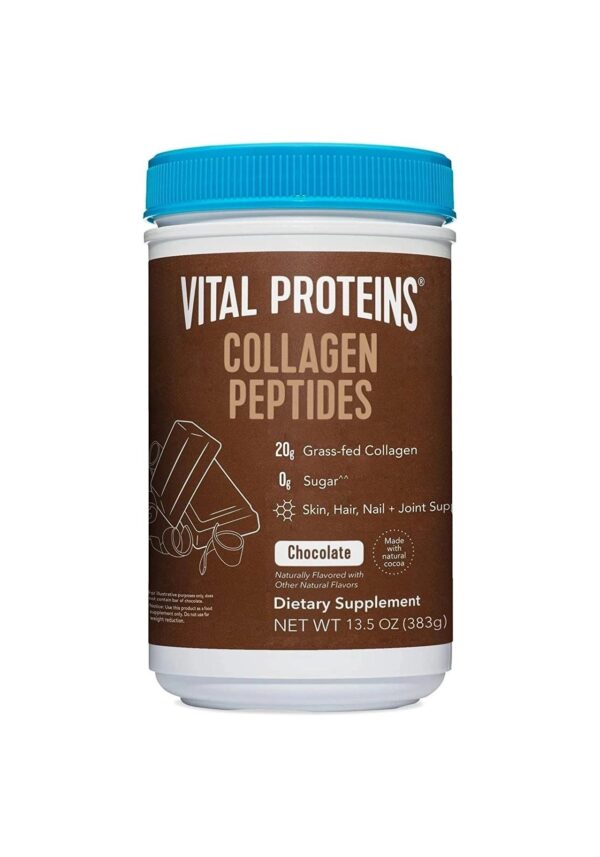 Vital Proteins Chocolate Collagen Powder Supplement (Type I, III) for Skin Hair Nail Joint – Hydrolyzed Collagen – Dairy and Gluten Free – 27g per Serving – Chocolate Flavor, 13.5 oz Canister