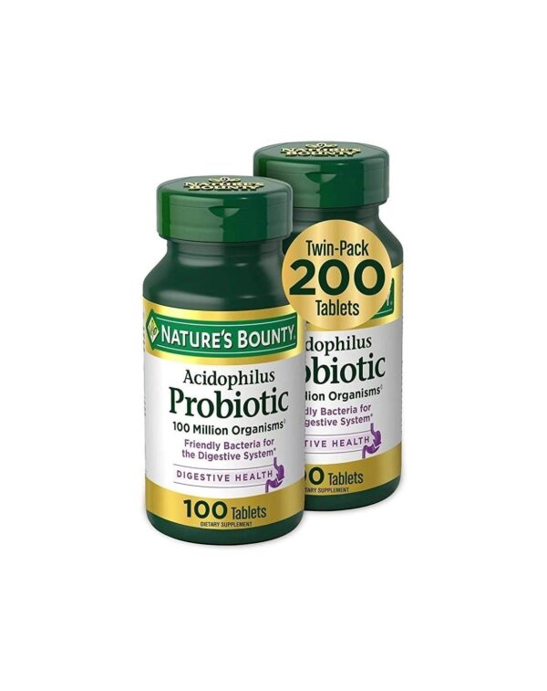 Acidophilus Probiotic by Nature’s Bounty, Dietary Supplement, For Digestive Health, Twin Pack, 200 Tablets