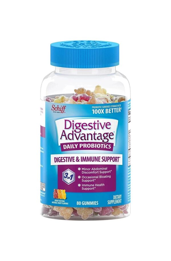 Daily Probiotic Gummies For Digestive Health & Gut Health, Digestive Advantage Probiotics For Men and Women (80 count bottle) – Natural Fruit Flavor