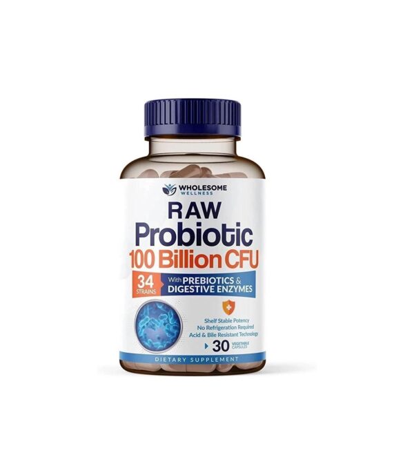 Organic Probiotics 100 Billion CFU, Dr Formulated Probiotics for Women, Probiotics for Men and Adults, Complete Shelf Stable Probiotic Supplement with Prebiotics & Digestive Enzymes; 30 Capsules