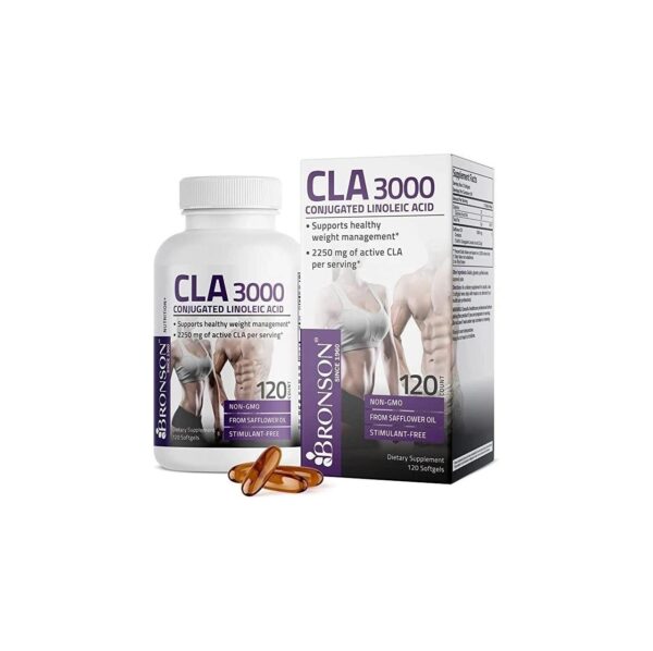 Bronson CLA 3000 Extra High Potency Supports Healthy Weight Management Lean Muscle Mass Non-Stimulating Conjugated Linoleic Acid 120 Softgels