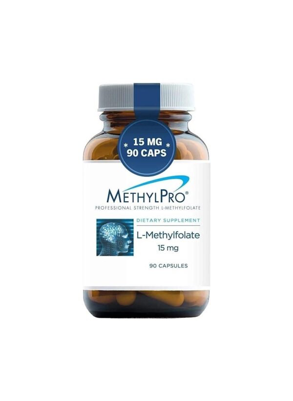 MethylPro 15mg L-Methylfolate (90 Capsules) – Professional Strength Active Methyl Folate, 5-MTHF Supplement for Mood, Homocysteine Methylation + Immune Support, Gluten-Free with No Fillers