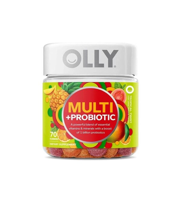 OLLY Multi + Probiotic Adult Multivitamin Gummy, 35 Day Supply (70 Gummies), Tropical Twist, 1 Billion CFUs, Digestive and Immune Support Chewable Supplement