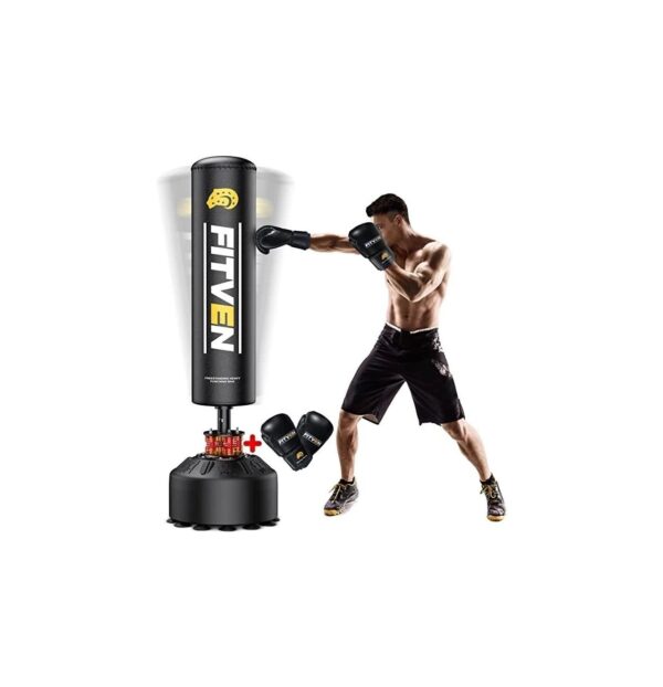 FITVEN Freestanding Punching Bag with Boxing Gloves Heavy Boxing Bag with Suction Cup Base for Adult Kids – Men Stand Kickboxing Bag