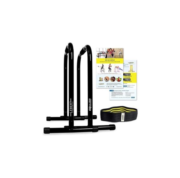 Lebert Fitness EQualizers Original Dip Bars | Total Body Strengthener Pull Up Bar Home, Gym, Office, Exercise Equipment Dip Station | Hip Resistance Band | Online Workout Videos