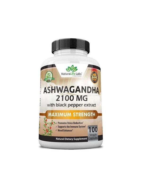 Organic Ashwagandha 2,100 mg – 100 Vegan Capsules Pure Organic Ashwagandha Powder and Root Extract – Stress Relief, Mood Enhancer, Immune & Thyroid Support