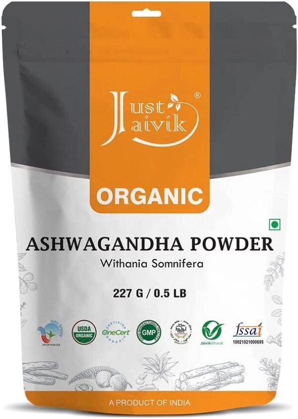 100% Organic Ashwagandha Powder- Withania Somnifera- USDA Certified Organic- 227g (0.5 LB) 8 oz – Ayurvedic Herbal Supplement That Promotes Vitality & Strength – Support for Stress-free Living
