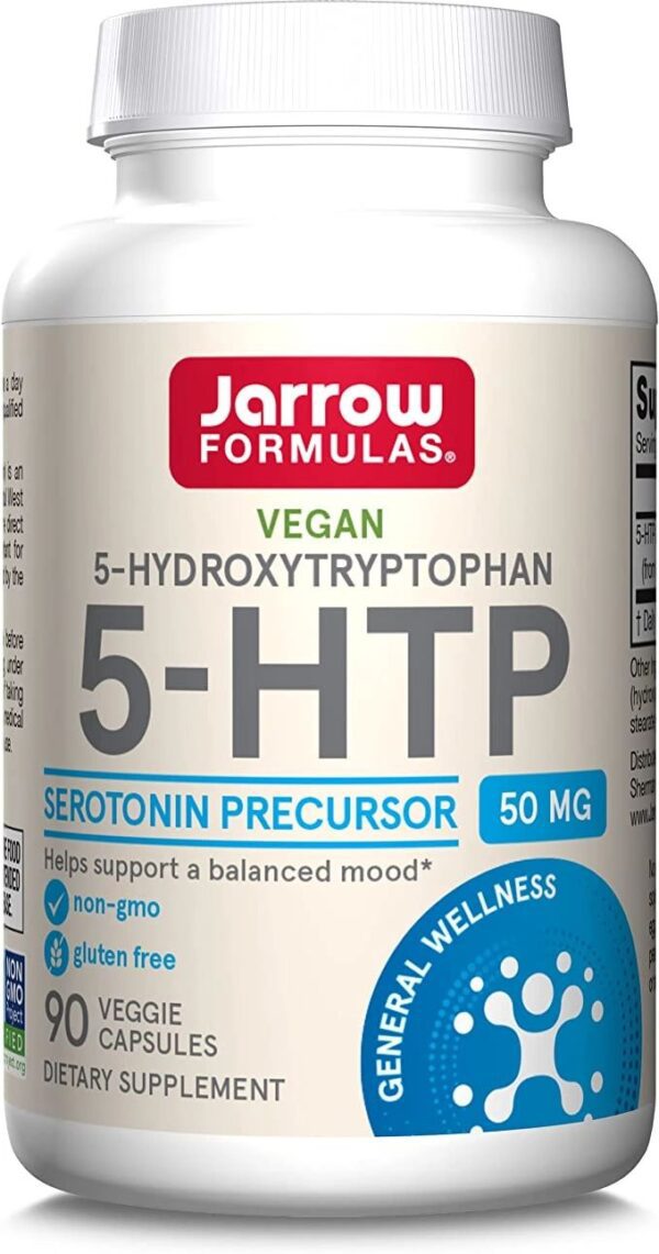 Jarrow Formulas 5-HTP – 60 Veggie Capsules – Supports Melatonin Production & Serotonin Synthesis – Dietary Supplement May Support Mental Health & Sleep – 60 Servings