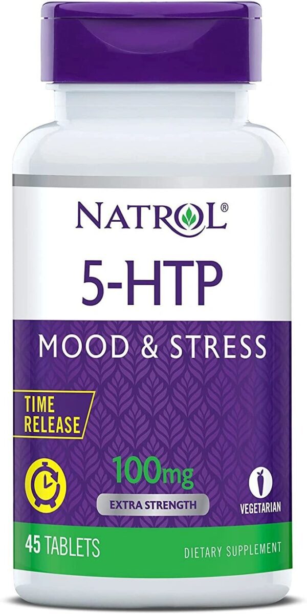 Natrol 5-HTP Time Release Tablets, Promotes a Calm Relaxed Mood, Helps Maintain a Positive Outlook, Drug-Free, Controlled Release, Maximum Strength, 100mg, 45 Count
