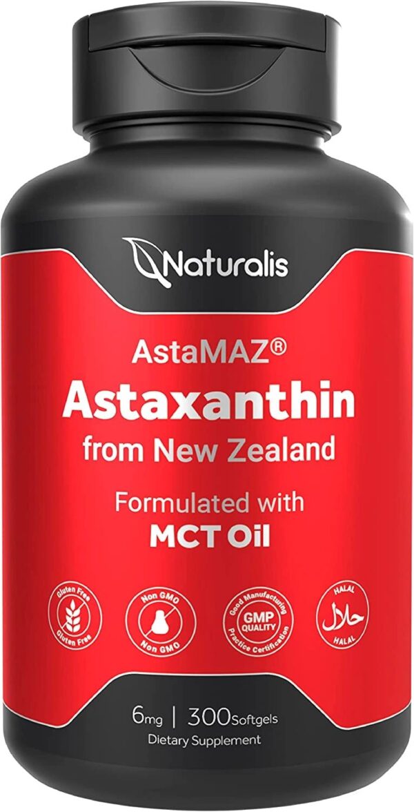 Naturalis New Zealand Astaxanthin | from Sustaibaly Grown Microalgae | Non-GMO, Soy & Gluten Free | 300 Mini-Softgels